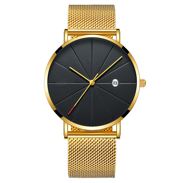 Minimalist Men's Calendar Watch – Waterproof Stainless Steel Quartz Timepiece (40mm)