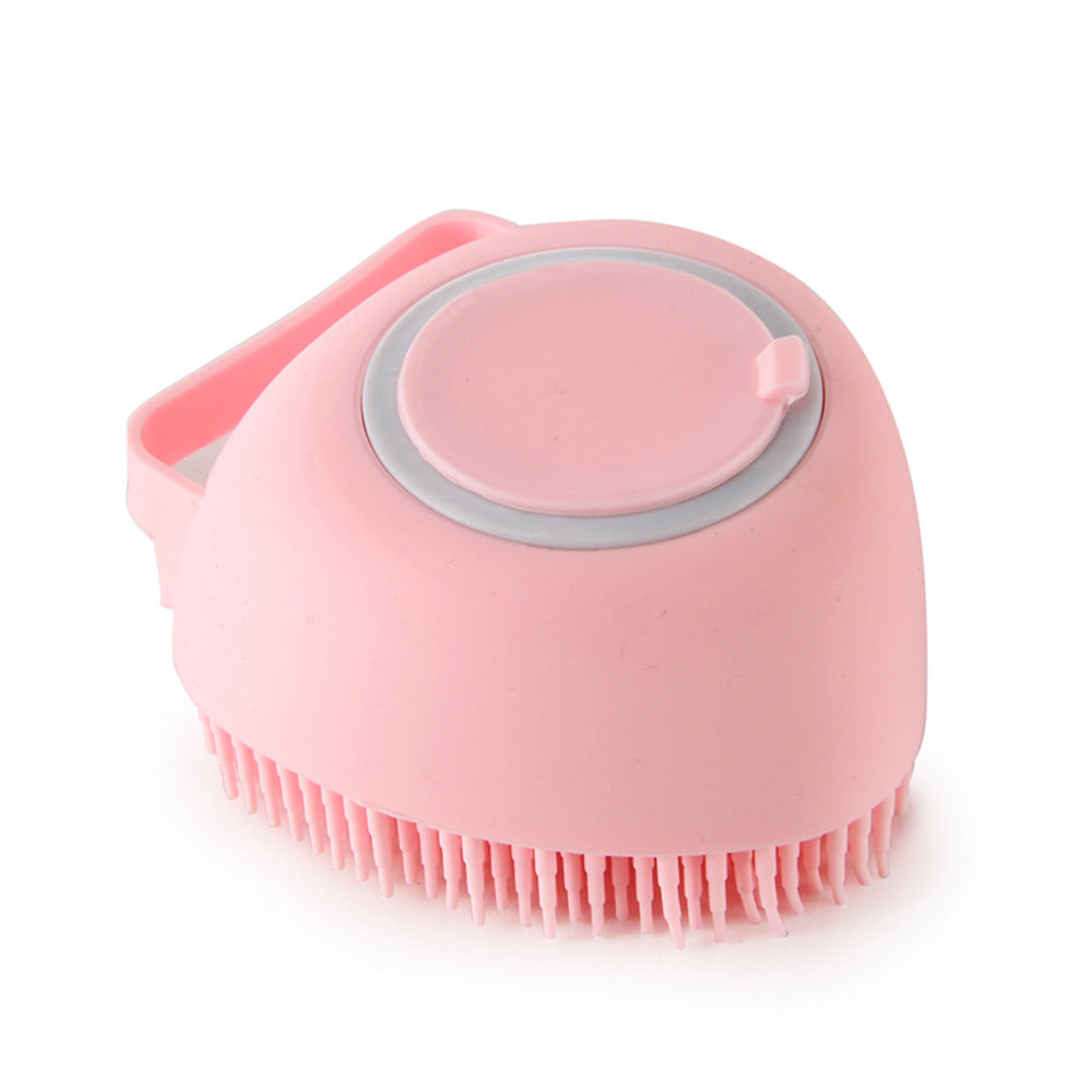 Silicone Pet Bath & Massage Brush – Dog & Cat Grooming Tool with Shampoo Dispenser
