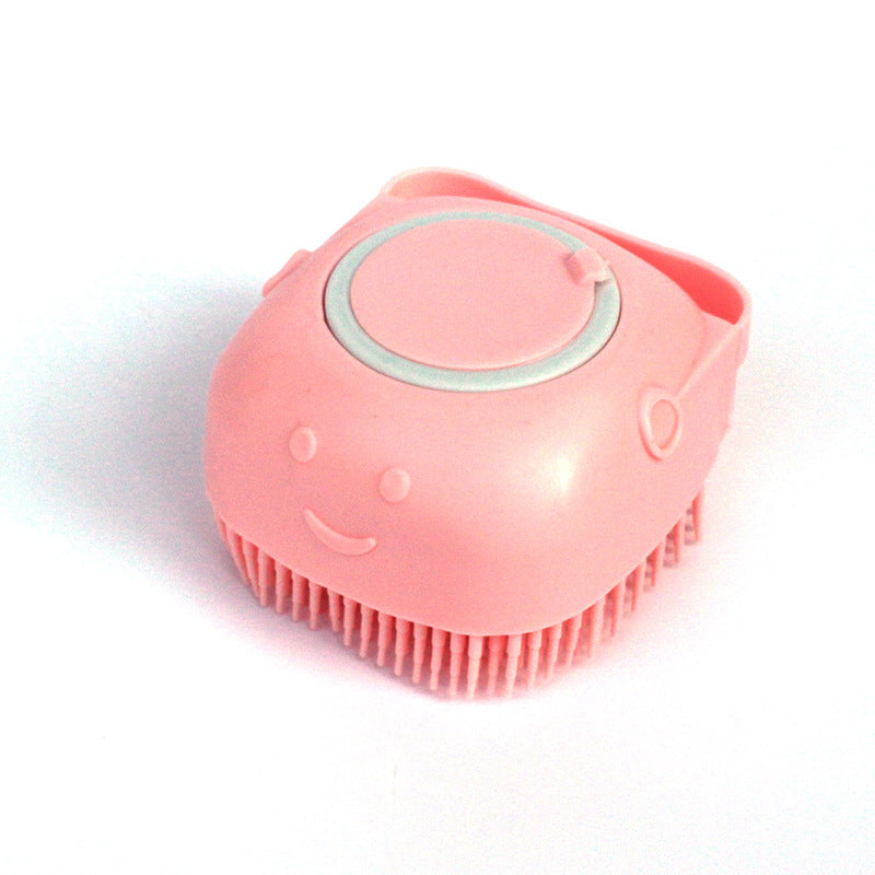 Silicone Pet Bath & Massage Brush – Dog & Cat Grooming Tool with Shampoo Dispenser