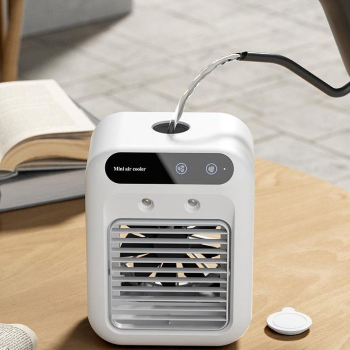 Portable Air Cooler Fan – USB Mini Air Conditioner with Ice Water Cooling & Aromatherapy