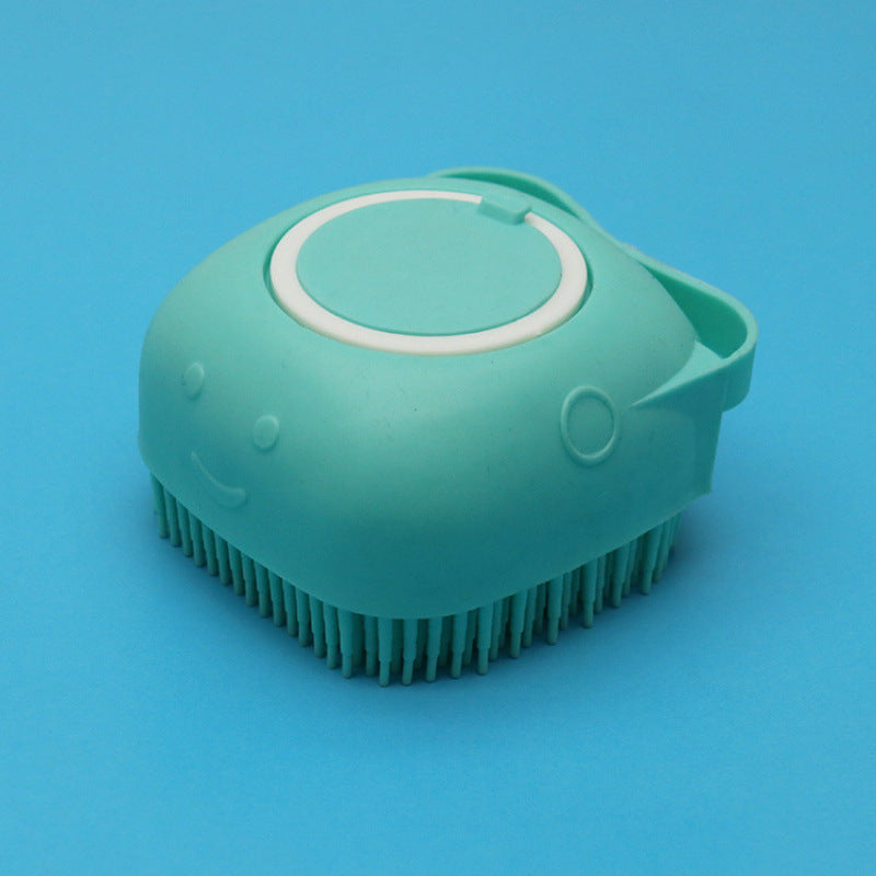 Silicone Pet Bath & Massage Brush – Dog & Cat Grooming Tool with Shampoo Dispenser