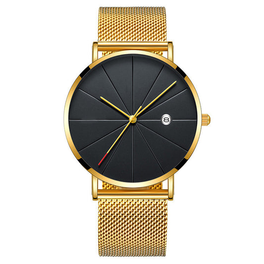 Minimalist Men's Calendar Watch – Waterproof Stainless Steel Quartz Timepiece (40mm)