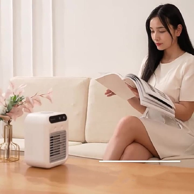 Portable Air Cooler Fan – USB Mini Air Conditioner with Ice Water Cooling & Aromatherapy