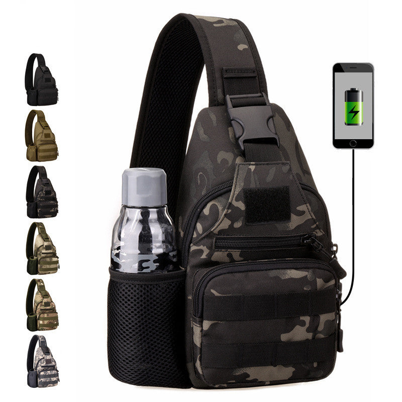 Tactical Waterproof Sling Bag – MOLLE Shoulder Backpack with USB Charging