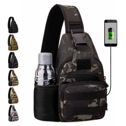 Tactical Waterproof Sling Bag – MOLLE Shoulder Backpack with USB Charging