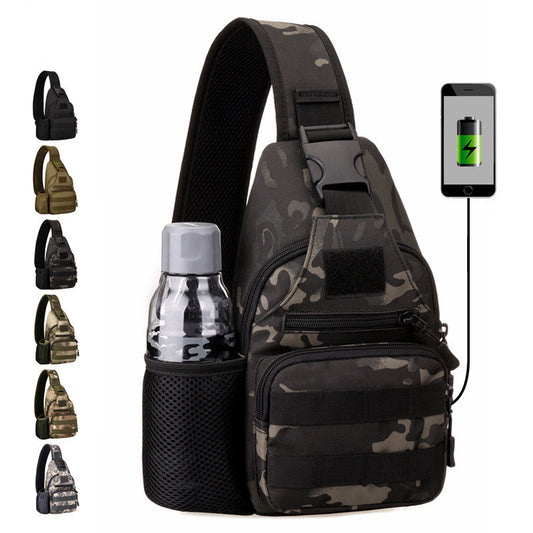 Tactical Waterproof Sling Bag – MOLLE Shoulder Backpack with USB Charging