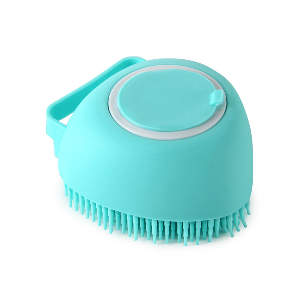 Silicone Pet Bath & Massage Brush – Dog & Cat Grooming Tool with Shampoo Dispenser