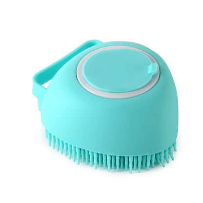 Silicone Pet Bath & Massage Brush – Dog & Cat Grooming Tool with Shampoo Dispenser