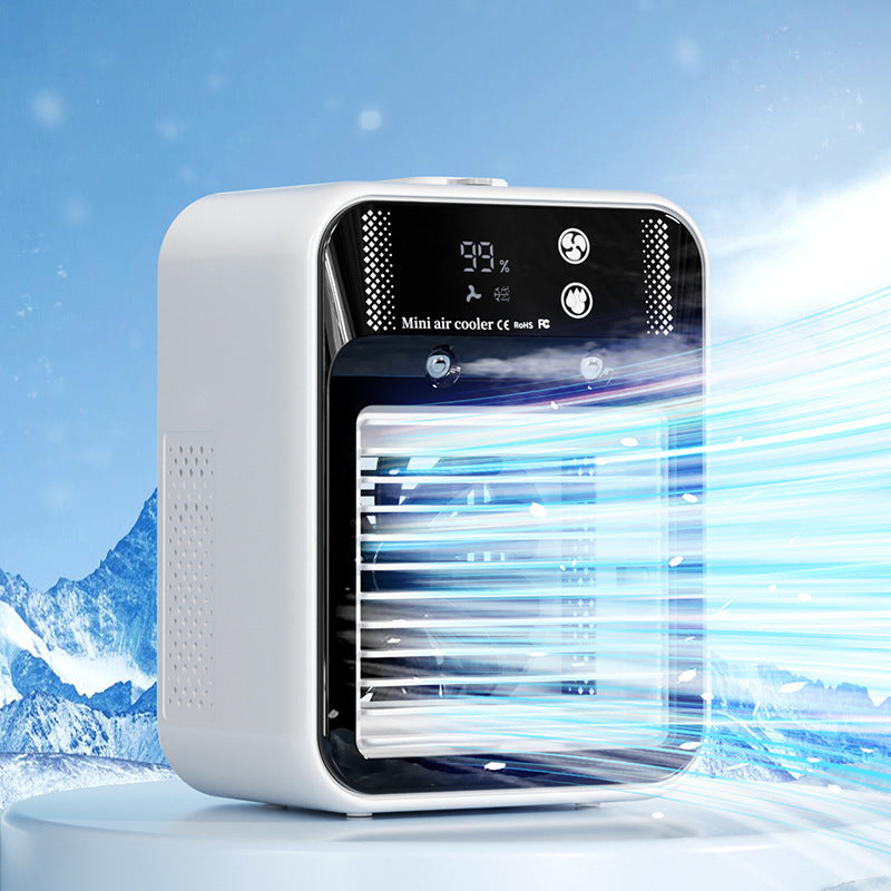 Portable Air Cooler Fan – USB Mini Air Conditioner with Ice Water Cooling & Aromatherapy