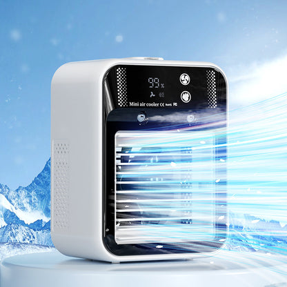 Portable Air Cooler Fan – USB Mini Air Conditioner with Ice Water Cooling & Aromatherapy