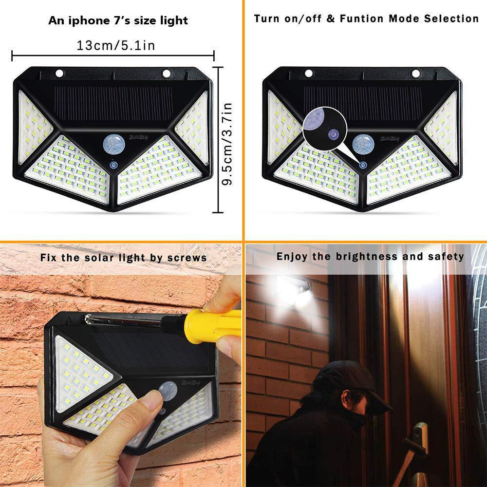 100LED Solar Wall Light – Motion Sensor Outdoor Waterproof Lamp