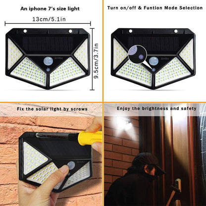 100LED Solar Wall Light – Motion Sensor Outdoor Waterproof Lamp