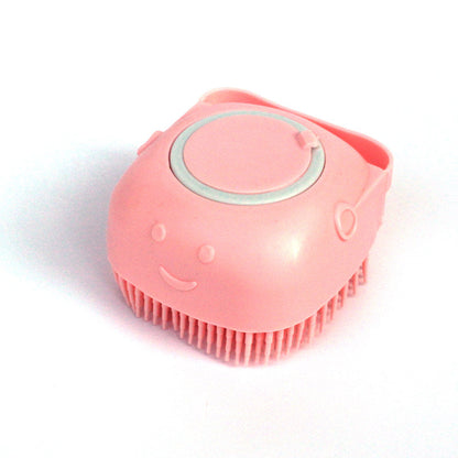 Silicone Pet Bath & Massage Brush – Dog & Cat Grooming Tool with Shampoo Dispenser