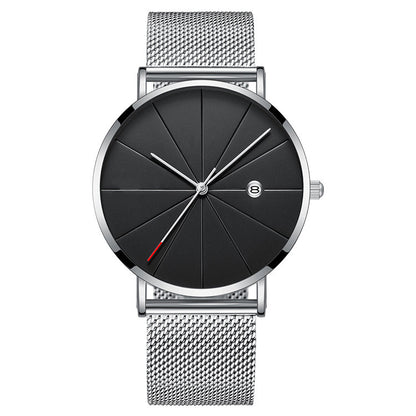 Minimalist Men's Calendar Watch – Waterproof Stainless Steel Quartz Timepiece (40mm)