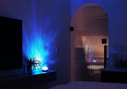 Water Ripple Night Light – 16-Color Rechargeable Ambient Lamp with Rotating Glow