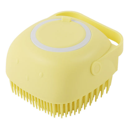 Silicone Pet Bath & Massage Brush – Dog & Cat Grooming Tool with Shampoo Dispenser