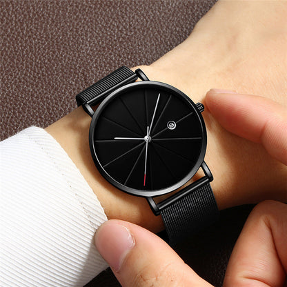 Minimalist Men's Calendar Watch – Waterproof Stainless Steel Quartz Timepiece (40mm)