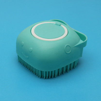 Silicone Pet Bath & Massage Brush – Dog & Cat Grooming Tool with Shampoo Dispenser